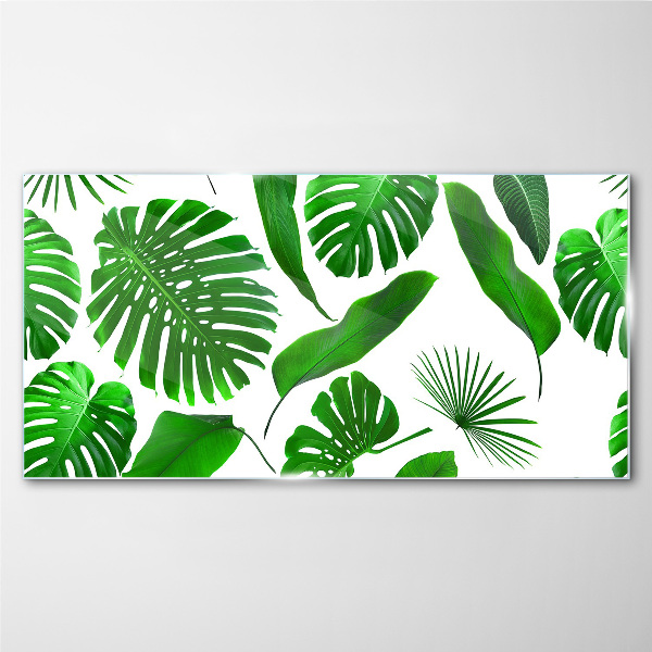 Tropical green in leaves Glass art print