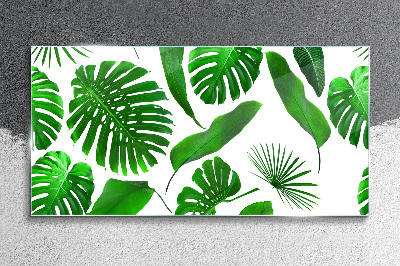 Tropical green in leaves Glass art print