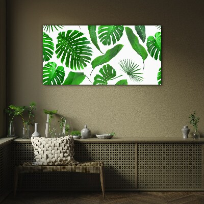 Tropical green in leaves Glass art print