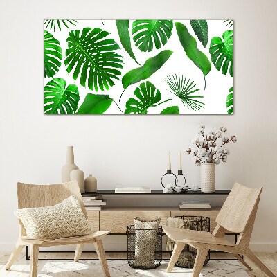 Tropical green in leaves Glass art print