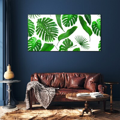 Tropical green in leaves Glass art print