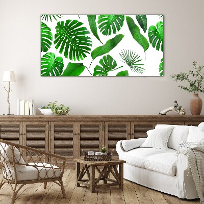 Tropical green in leaves Glass art print