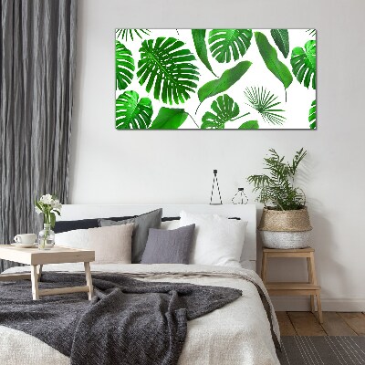 Tropical green in leaves Glass art print