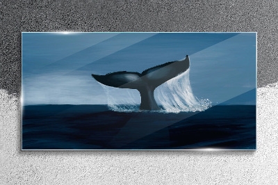 A whale wave in the ocean depths Wall art on glass