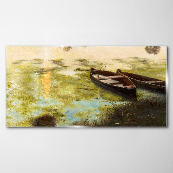 A quiet morning by the lake Glass art print