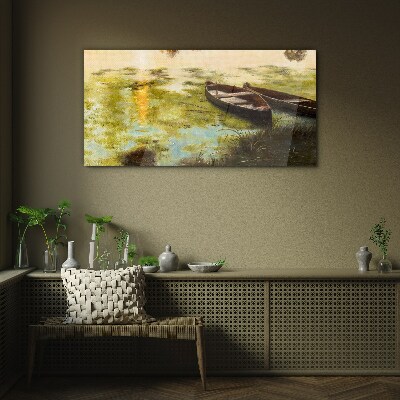 A quiet morning by the lake Glass art print