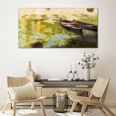A quiet morning by the lake Glass art print