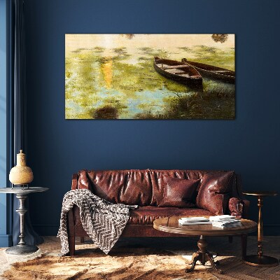 A quiet morning by the lake Glass art print