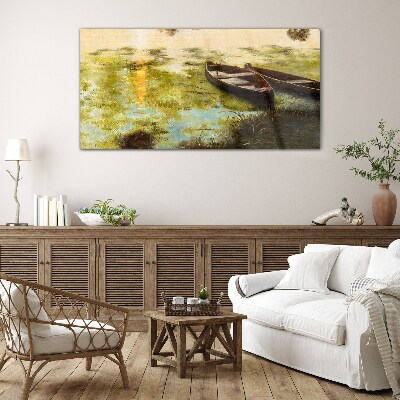 A quiet morning by the lake Glass art print