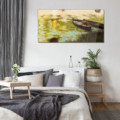 A quiet morning by the lake Glass art print