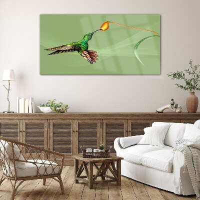 Hummingbird at a flower Glass art print