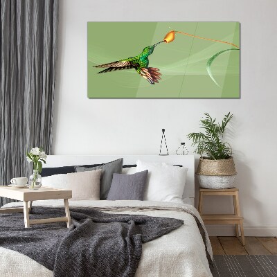 Hummingbird at a flower Glass art print