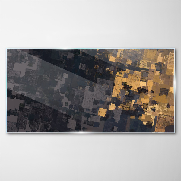 Abstract color blocks Wall art on glass