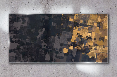 Abstract color blocks Wall art on glass