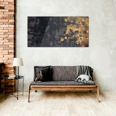 Abstract color blocks Wall art on glass