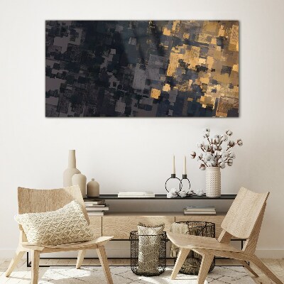 Abstract color blocks Wall art on glass