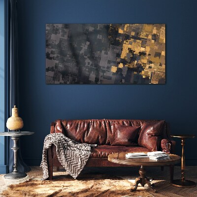 Abstract color blocks Wall art on glass
