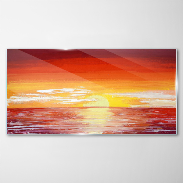 Sunset over the sea Glass art print