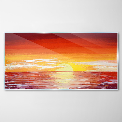 Sunset over the sea Glass art print