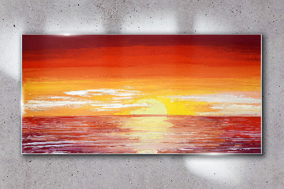 Sunset over the sea Glass art print