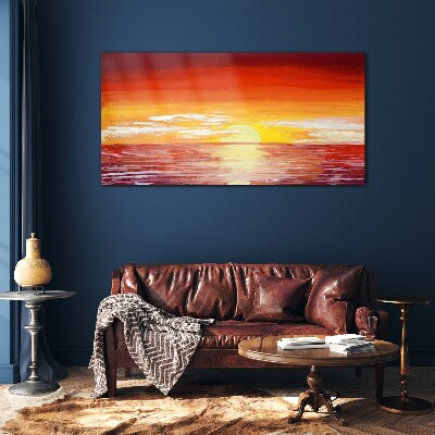 Sunset over the sea Glass art print