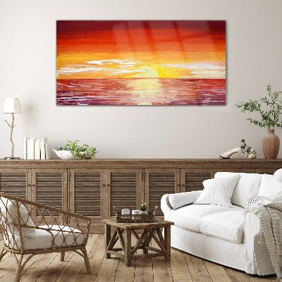 Sunset over the sea Glass art print