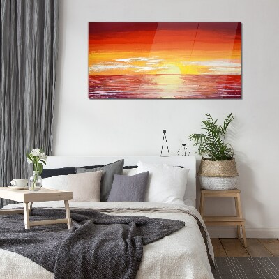 Sunset over the sea Glass art print