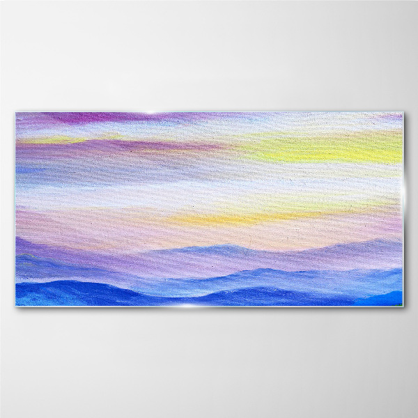 Morning landscape in pastel shades Glass art print