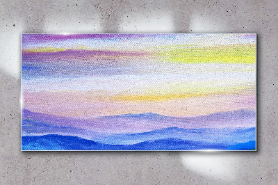 Morning landscape in pastel shades Glass art print