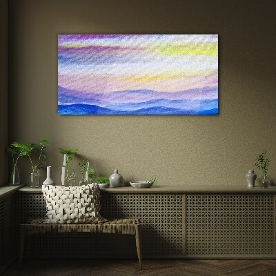Morning landscape in pastel shades Glass art print