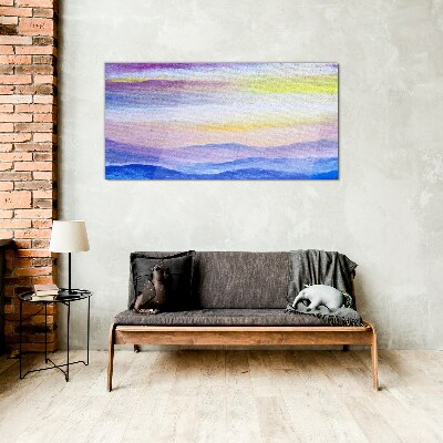Morning landscape in pastel shades Glass art print
