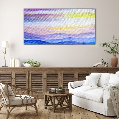 Morning landscape in pastel shades Glass art print