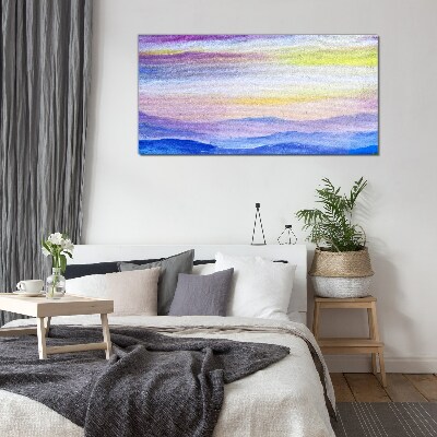Morning landscape in pastel shades Glass art print