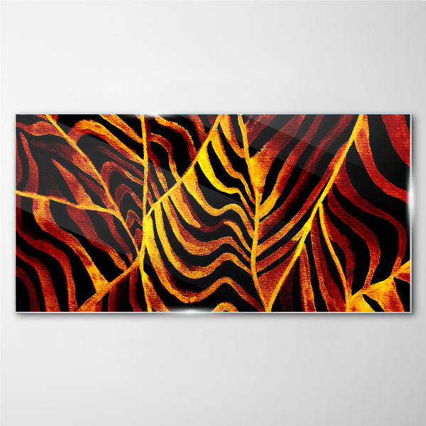 Golden leaves on fire Glass art print