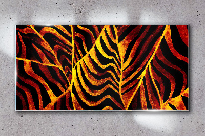 Golden leaves on fire Glass art print