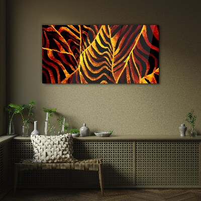 Golden leaves on fire Glass art print