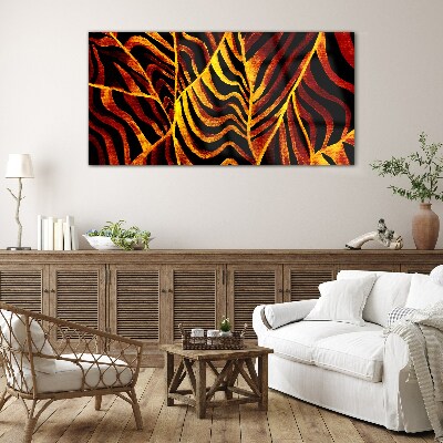 Golden leaves on fire Glass art print