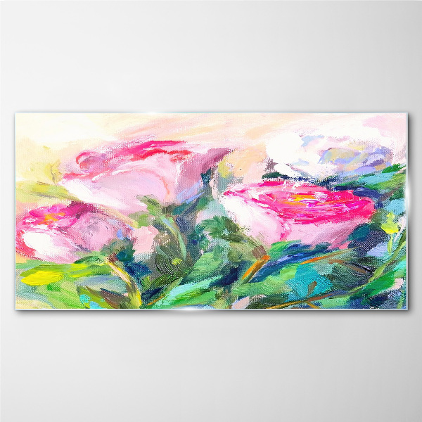 Floral arrangement in pastel shades Glass art print