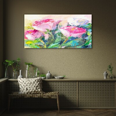 Floral arrangement in pastel shades Glass art print