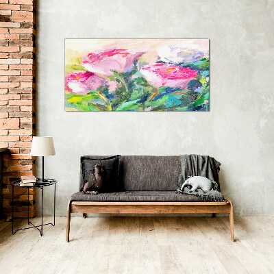 Floral arrangement in pastel shades Glass art print