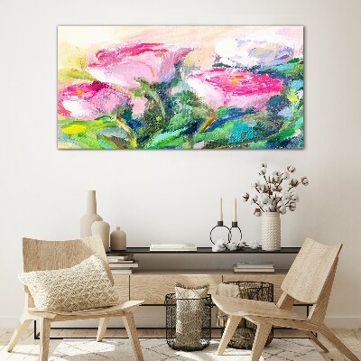 Floral arrangement in pastel shades Glass art print