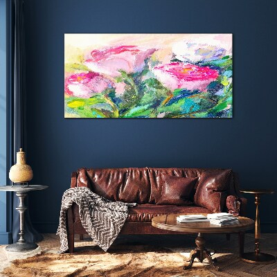 Floral arrangement in pastel shades Glass art print