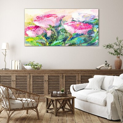 Floral arrangement in pastel shades Glass art print