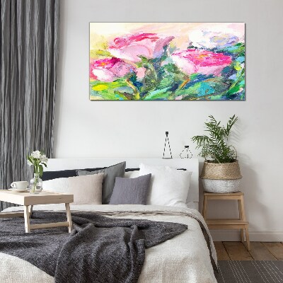 Floral arrangement in pastel shades Glass art print