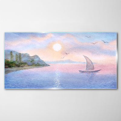 A peaceful sea sunset landscape Wall art on glass