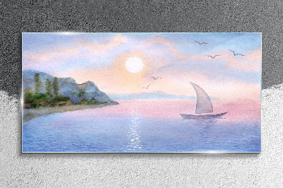 A peaceful sea sunset landscape Wall art on glass