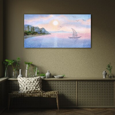 A peaceful sea sunset landscape Wall art on glass