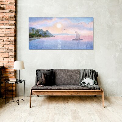 A peaceful sea sunset landscape Wall art on glass