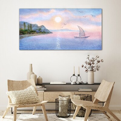 A peaceful sea sunset landscape Wall art on glass