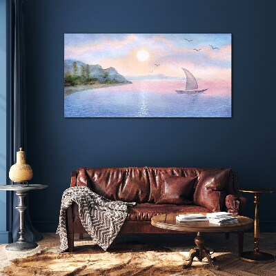 A peaceful sea sunset landscape Wall art on glass